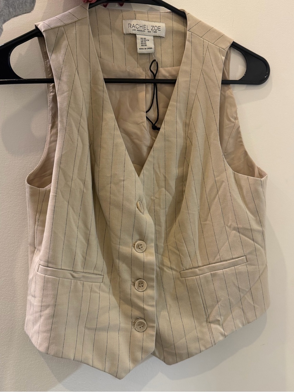 Rachel Zoe Cream Pinstripe Button Vest - Picture 2 of 3